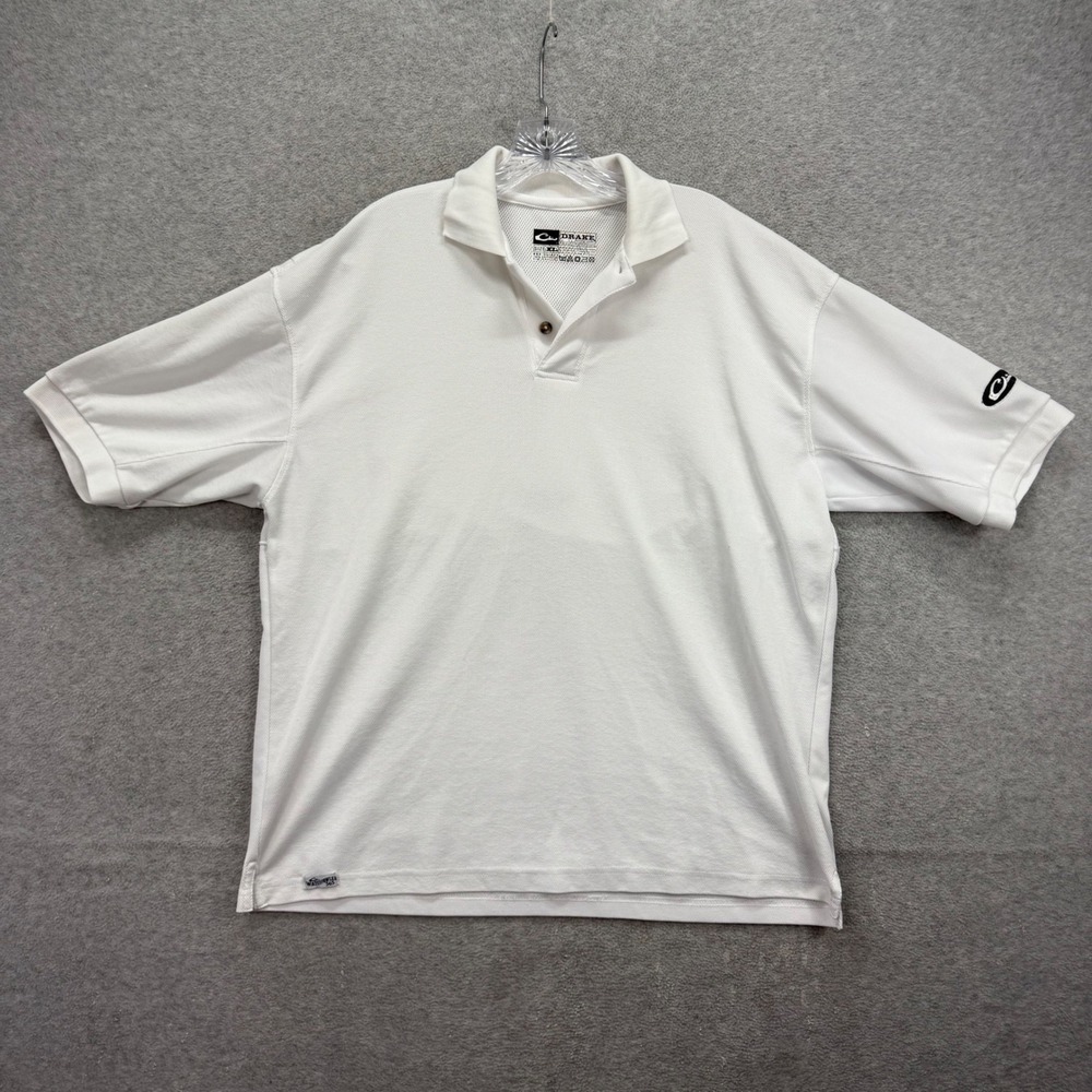 Drake Waterfowl Polo Shirt Mens XL‎ White Mesh Vented Waterfowler 365 Fishing